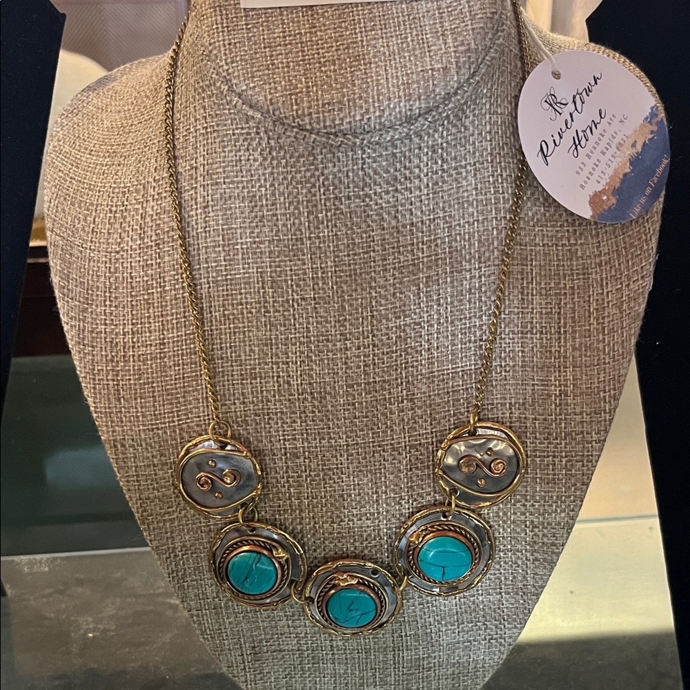 Riviera Gold and Turquoise Necklace